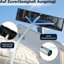 Photovoltaik Schneeschieber mit Kunststoffklinge & Teleskopstange Schneeschaufel Schneeräumer