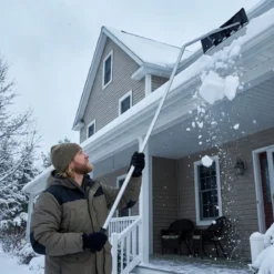 Photovoltaik Schneeschieber mit Kunststoffklinge & Teleskopstange Schneeschaufel Schneeräumer