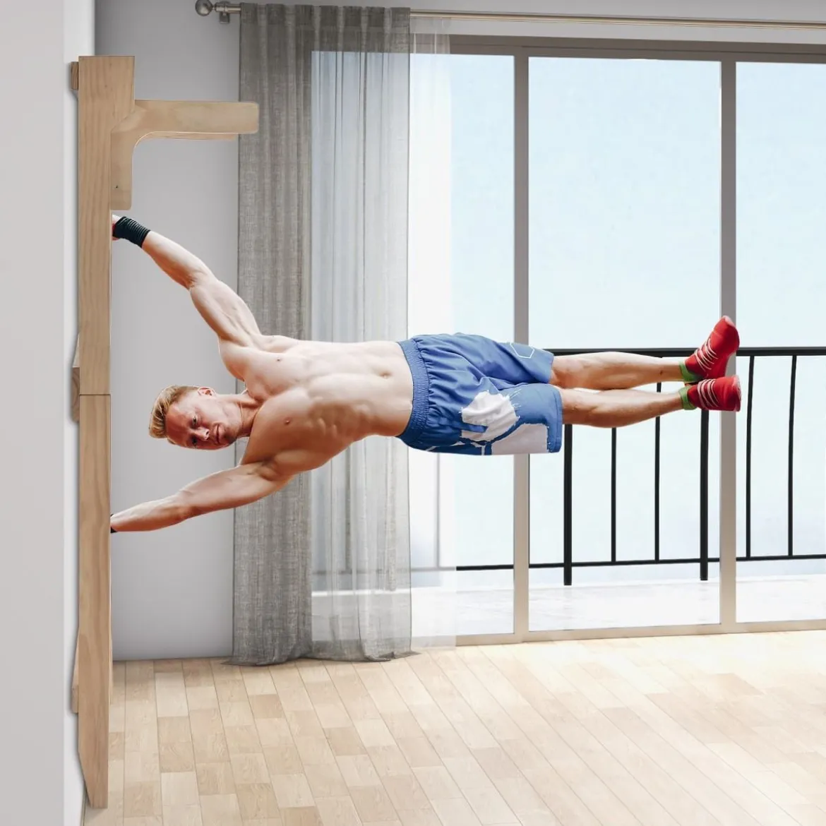 Physiotherapie- und Gymnastikleiter mit 10 festen Sprossen Leiterwand-Set aus Massivholz für Indoor-Übungen