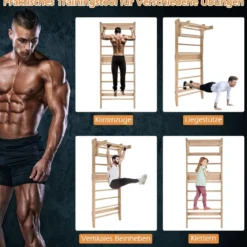Physiotherapie- und Gymnastikleiter mit 10 festen Sprossen Leiterwand-Set aus Massivholz für Indoor-Übungen