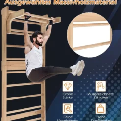 Physiotherapie- und Gymnastikleiter mit 10 festen Sprossen Leiterwand-Set aus Massivholz für Indoor-Übungen