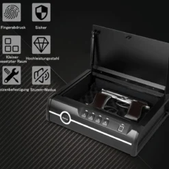 Pistolensafe Pistolensafe mit biometrischem Fingerabdrucks-Schloss & Passwort & Schlüssel Schwerer Stahl