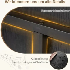 Plattenspielerständer mit Breite Tischplatte & 4 Trennwänden Vinyl Schallplattentisch Schwarz