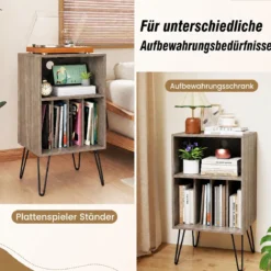 Plattenspieler-Ständer mit Ladestation 3-stufiger Schallplattenständer 48 x 40 x 88 cm
