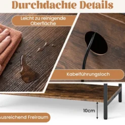 Plattenspielerständer mit Ladestation & Vinyl-Aufbewahrung Beistellschrank Vinyl-Display Regal Kaffee