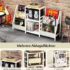 Plattenspielerständer mit Vinyl-Regal & 3 Ablagen & 6 Aufbewahrungstaschen Schallplattenständer Weiß