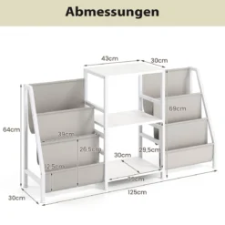 Plattenspielerständer mit Vinyl-Regal & 3 Ablagen & 6 Aufbewahrungstaschen Schallplattenständer Weiß