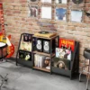 Plattenspielerständer mit Vinyl-Regal & 3 Ablagen & 6 Aufbewahrungstaschen Schallplattenständer