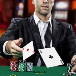 Pokerset 300 Chips Pokerkoffer mit 2 Kartendeck 5 Würfel Dealer Button Matte Kartenmischer & Kartengeber