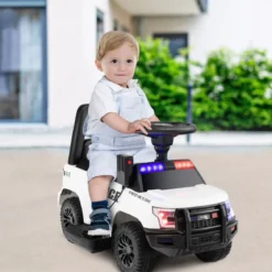 Polizei Elektroauto für Kinder 6V Elektrisches Kinderauto mit Stauraum Schwarz/Rosa/Weiß