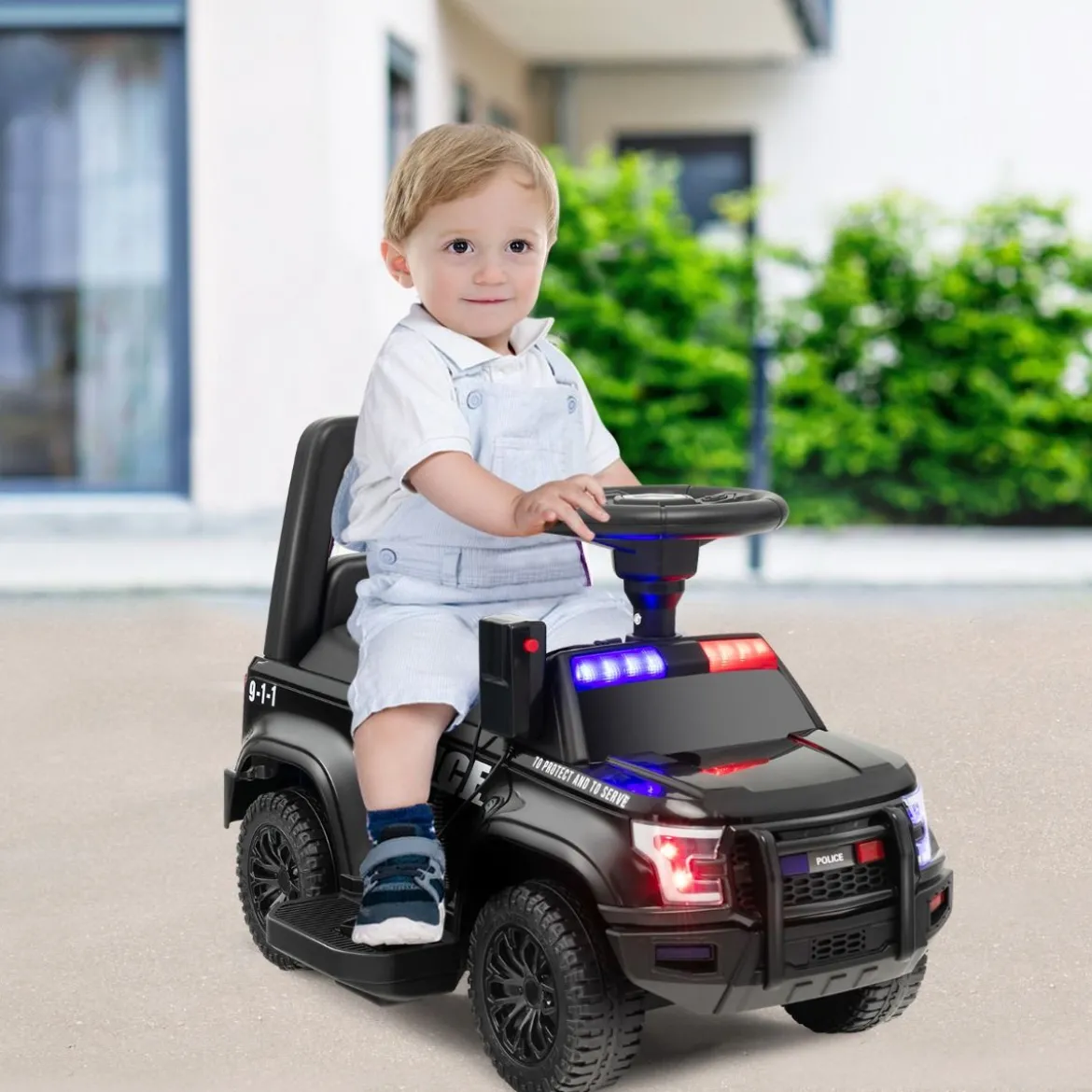 Polizei Elektroauto für Kinder 6V Elektrisches Kinderauto mit Stauraum Schwarz/Rosa/Weiß