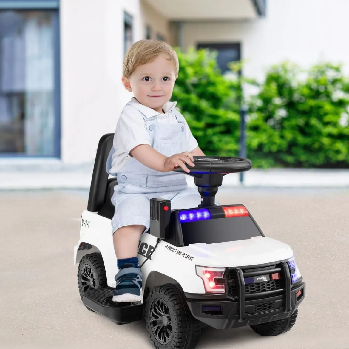 Polizei Elektroauto für Kinder 6V Elektrisches Kinderauto mit Stauraum Schwarz/Rosa/Weiß