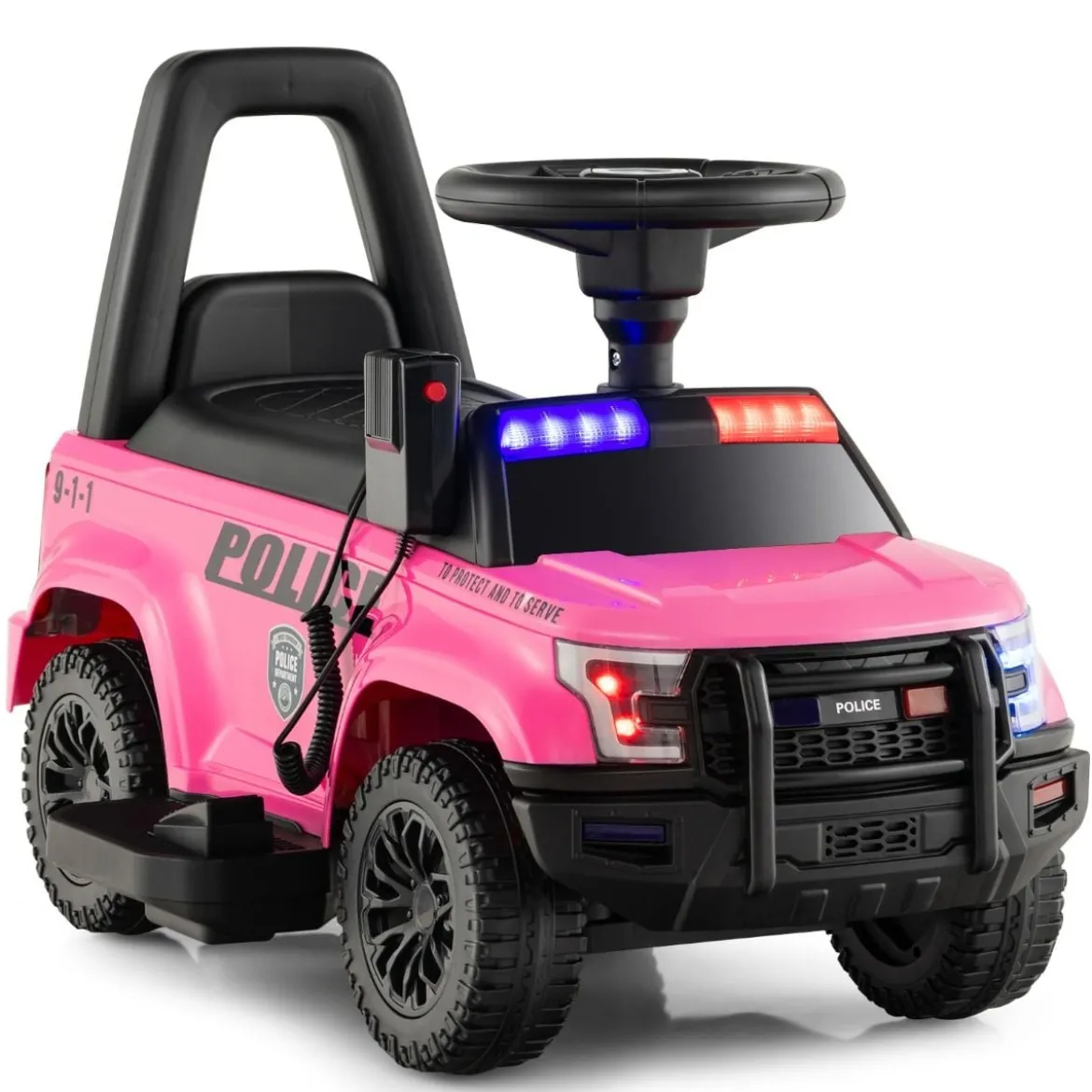 Polizei Elektroauto für Kinder 6V Elektrisches Kinderauto mit Stauraum Schwarz/Rosa/Weiß