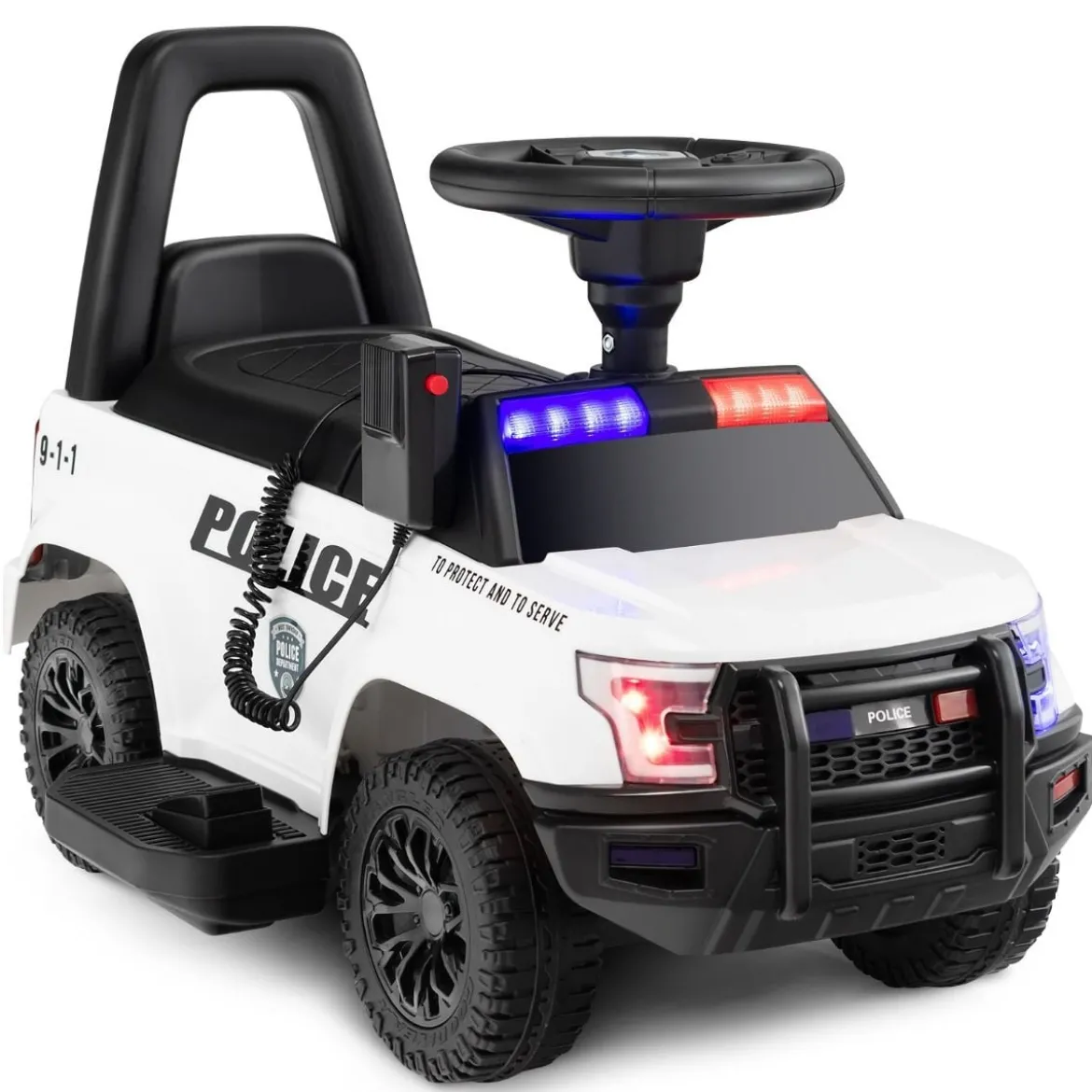 Polizei Elektroauto für Kinder 6V Elektrisches Kinderauto mit Stauraum Schwarz/Rosa/Weiß