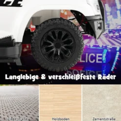 Polizei Elektroauto für Kinder 6V Elektrisches Kinderauto mit Stauraum Schwarz/Rosa/Weiß