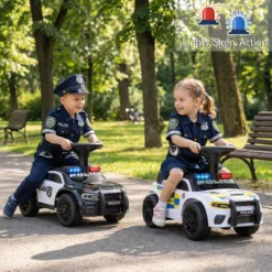 Polizei-Rutscher-Auto für Kleinkinder Rutschauto mit blinkenden Lichtern Musik Sirene Weiß