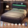 Polsterbett 160 x 200 cm mit LED-Beleuchtung Ladestation (2 USB-Anschlüsse) Doppelbettgestell mit Schubladen Grau