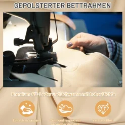Polsterbett 140 x 200 cm Moderner Bettgestell mit 16 Fabigen LED Licht Weiß