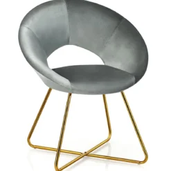 Polstersessel mit Metallbeinen Schminktisch Stuhl bis 120kg belastbar Wohnzimmerstuhl Grau
