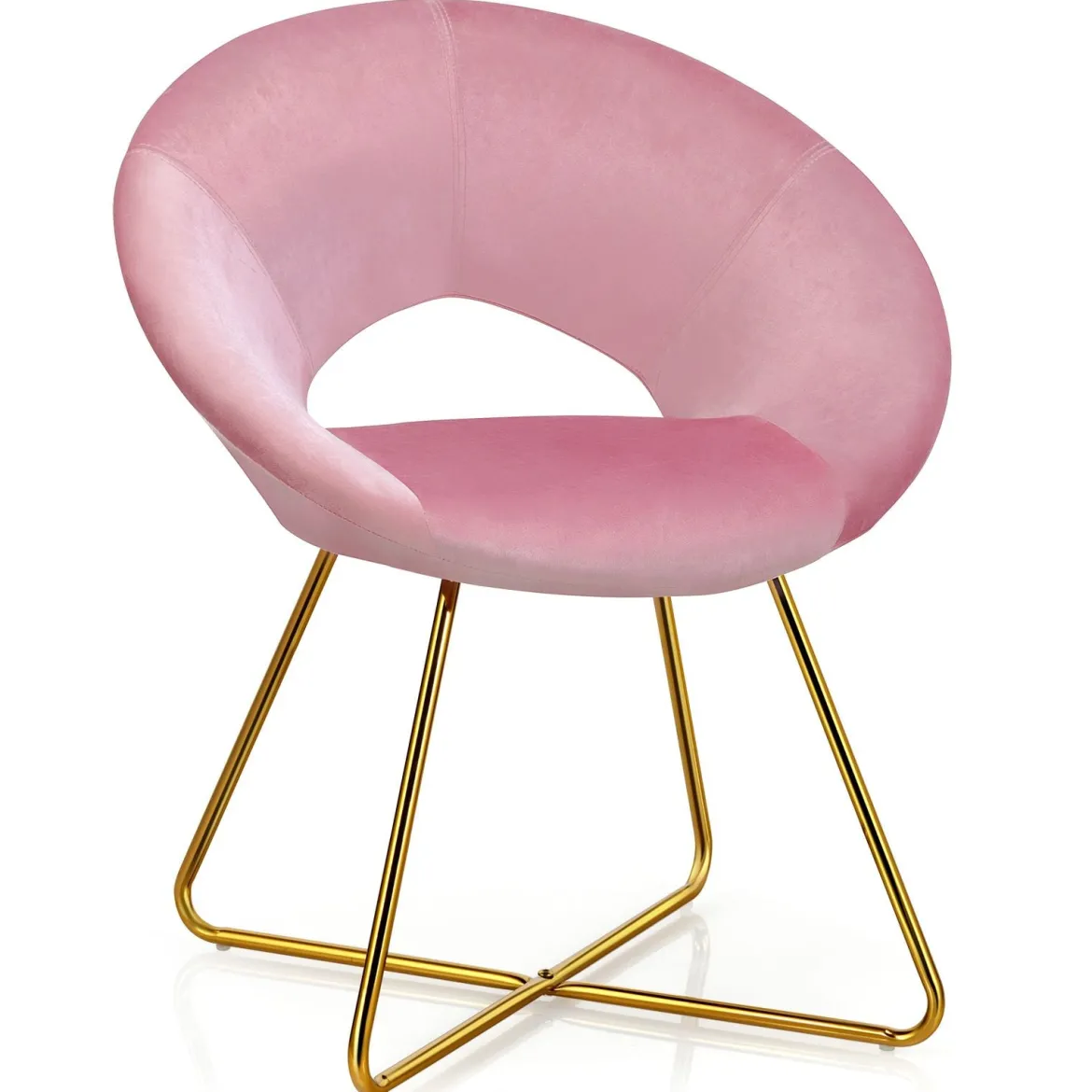 Polstersessel mit Metallbeinen Schminktisch Stuhl bis 120kg belastbar Wohnzimmerstuhl Rosa