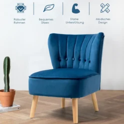 Polsterstuhl Esszimmerstuhl gepolstert Wohnzimmerstuhl Designerstuhl Akzentstuhl Blau