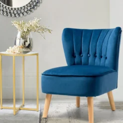 Polsterstuhl Esszimmerstuhl gepolstert Wohnzimmerstuhl Designerstuhl Akzentstuhl Blau
