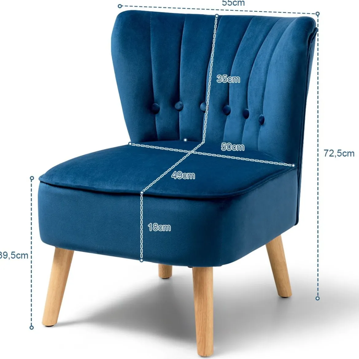 Polsterstuhl Esszimmerstuhl gepolstert Wohnzimmerstuhl Designerstuhl Akzentstuhl Blau