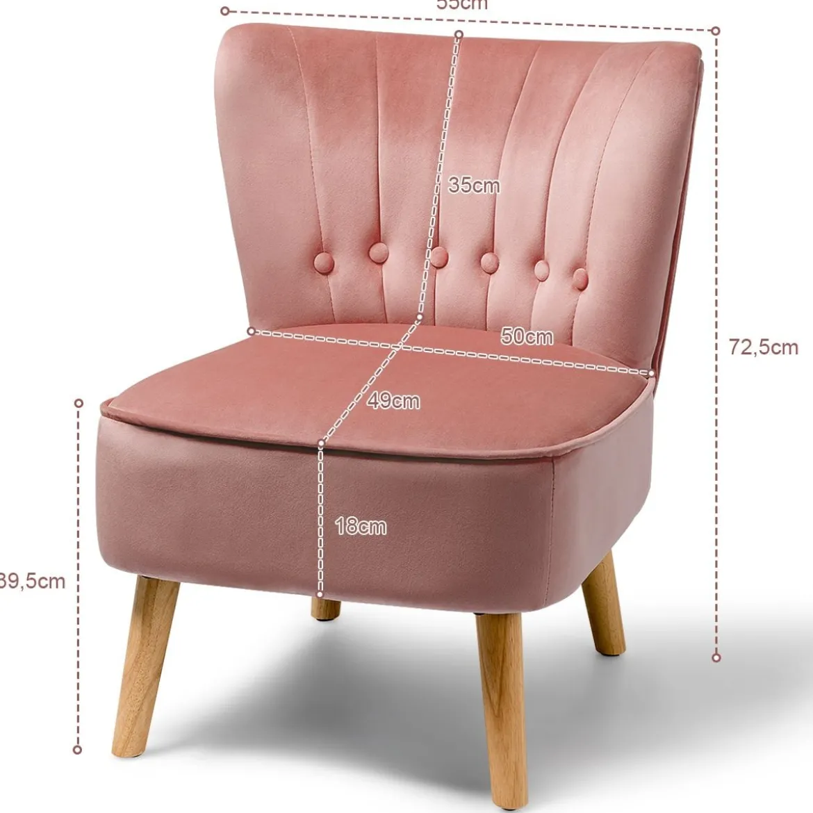 Polsterstuhl Esszimmerstuhl gepolstert Wohnzimmerstuhl Designerstuhl Akzentstuhl Rosa