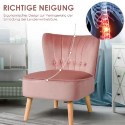 Polsterstuhl Esszimmerstuhl gepolstert Wohnzimmerstuhl Designerstuhl Akzentstuhl Rosa