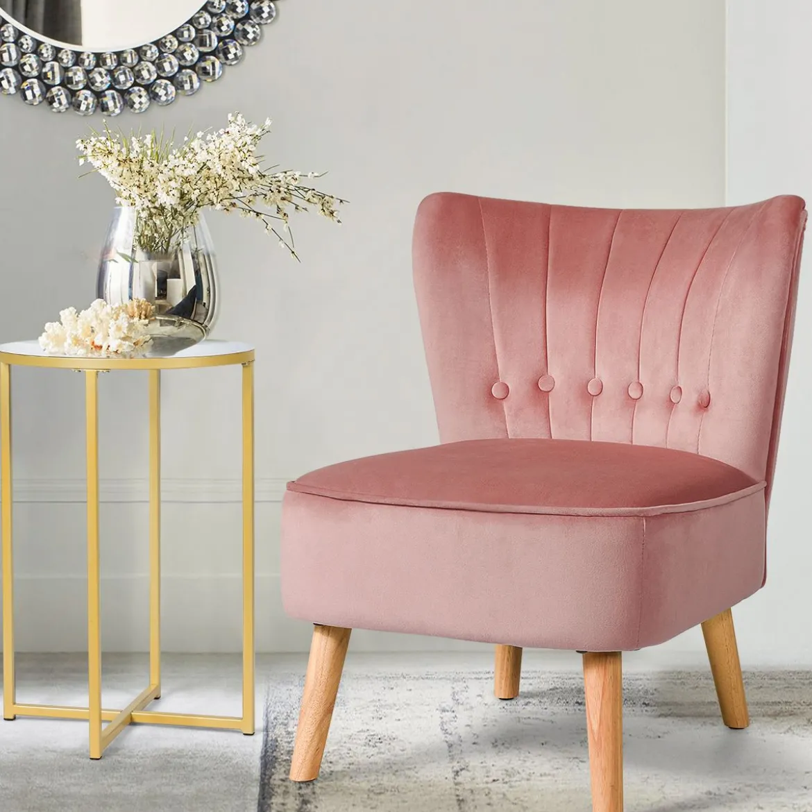 Polsterstuhl Esszimmerstuhl gepolstert Wohnzimmerstuhl Designerstuhl Akzentstuhl Rosa