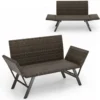 Polyrattan Gartenbank mit Liegefunktion & Verstellbaren Armlehnen Gartensofa Balkonbankbelastbar bis zu 300 kg