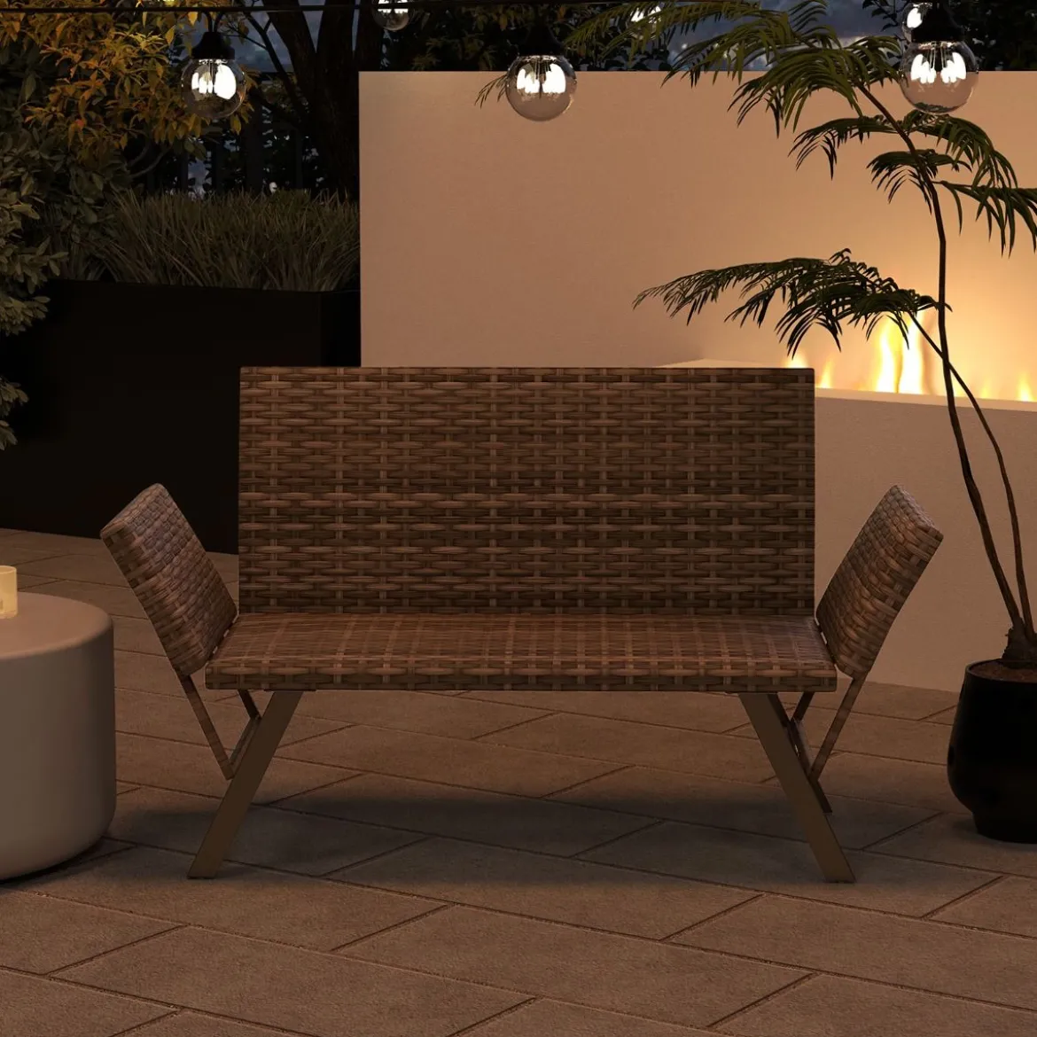 Polyrattan Gartenbank mit Liegefunktion & Verstellbaren Armlehnen Gartensofa Balkonbankbelastbar bis zu 300 kg