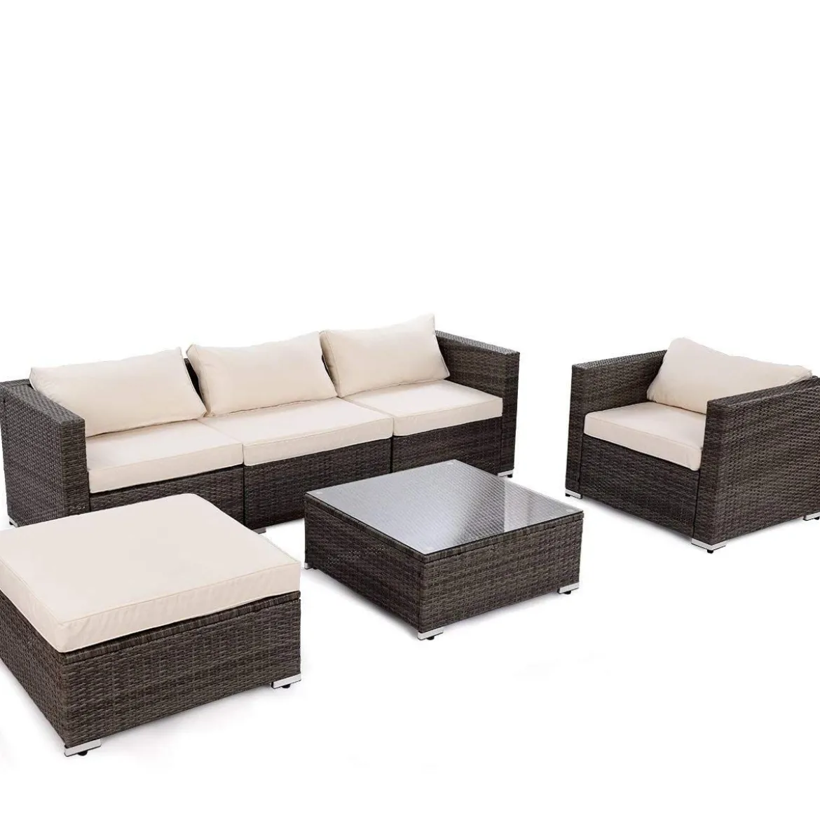 Poly Rattan Gartengarnitur Gartenset Rattanmöbel Lounge Set inkl. 2 Sets Kissenbezüge