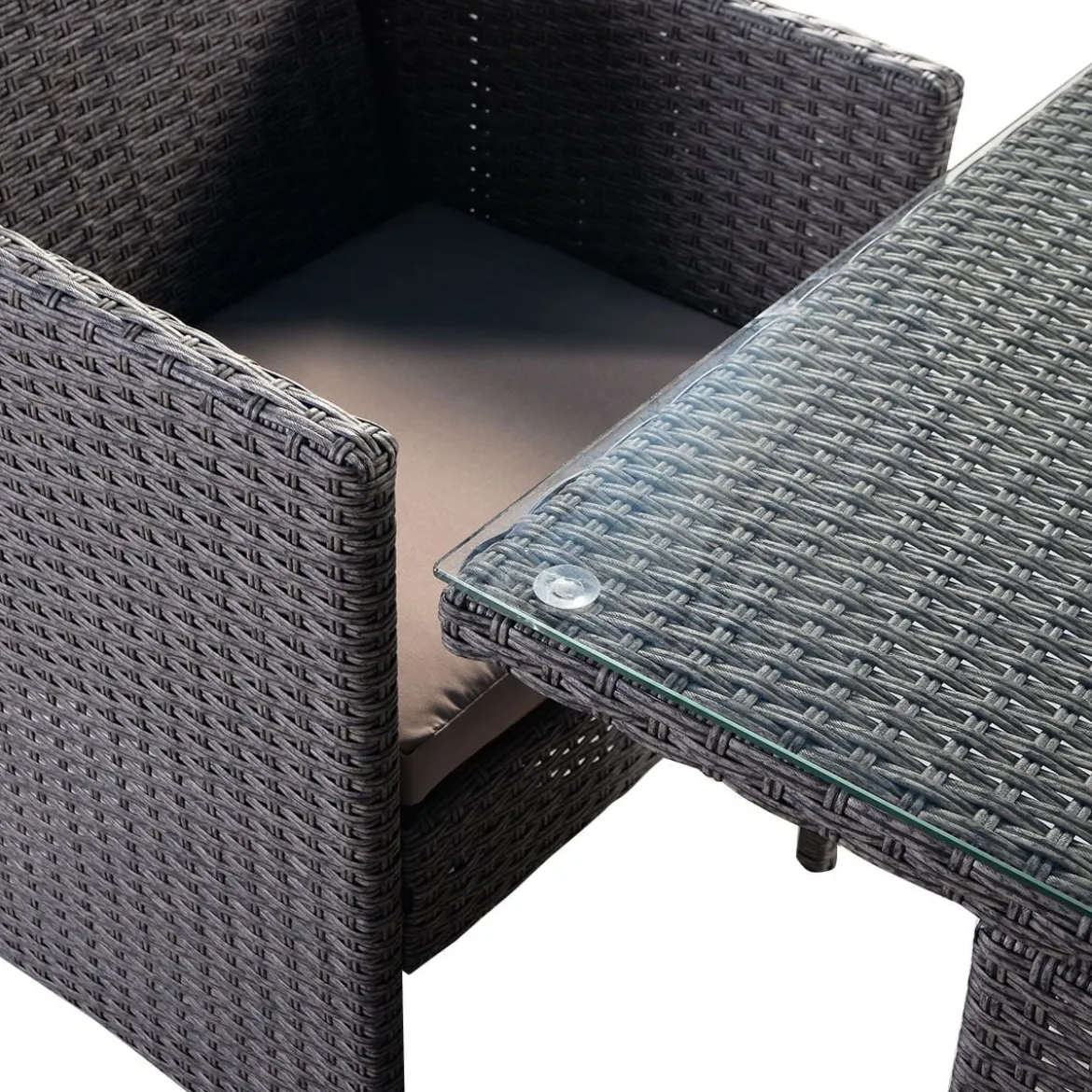 Poly Rattan Gartengarnitur Garten Lounge inkl. Glasplatte und Sitzkissen Braun