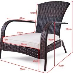 Polyrattan-Sessel Gartenstuhl Rattanstuhl Gartenmöbel Braun 78 x 80 x 80 cm