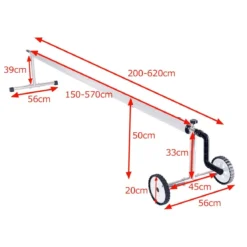 Pool Aufrollvorrichtung Fahrbarer Aufrollsystem für Solarabdeckplane 150 cm bis 570 cm Aluminium