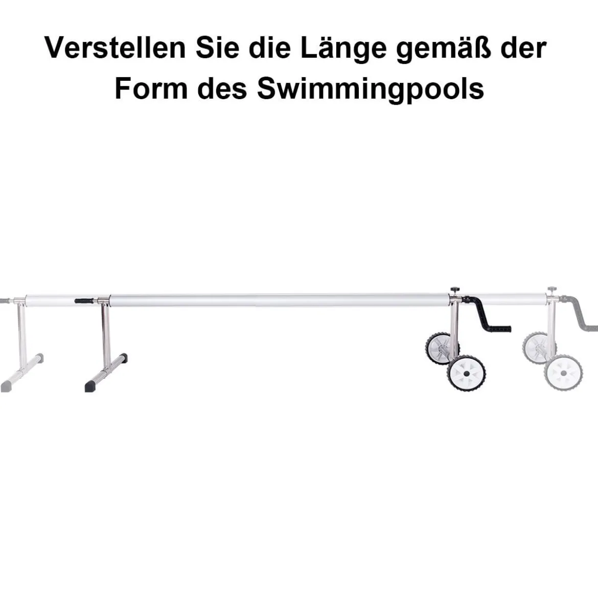 Pool Aufrollvorrichtung Fahrbarer Aufrollsystem für Solarabdeckplane 150 cm bis 570 cm Aluminium