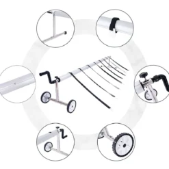 Pool Aufrollvorrichtung Fahrbarer Aufrollsystem für Solarabdeckplane 150 cm bis 570 cm Aluminium