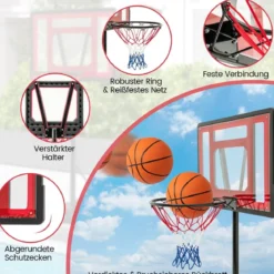 Pool Basketballkorb outdoor Basketballständer 115-135 cm höhenverstellbar Rot