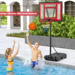 Pool Basketballkorb outdoor Basketballständer 115-135 cm höhenverstellbar Rot