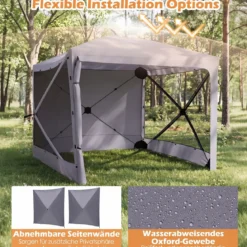 Pop-Up Faltpavillon Sonnenschutz Pavillon mit Abnehmbaren Seitenwänden 240 x 240 x 220 cm
