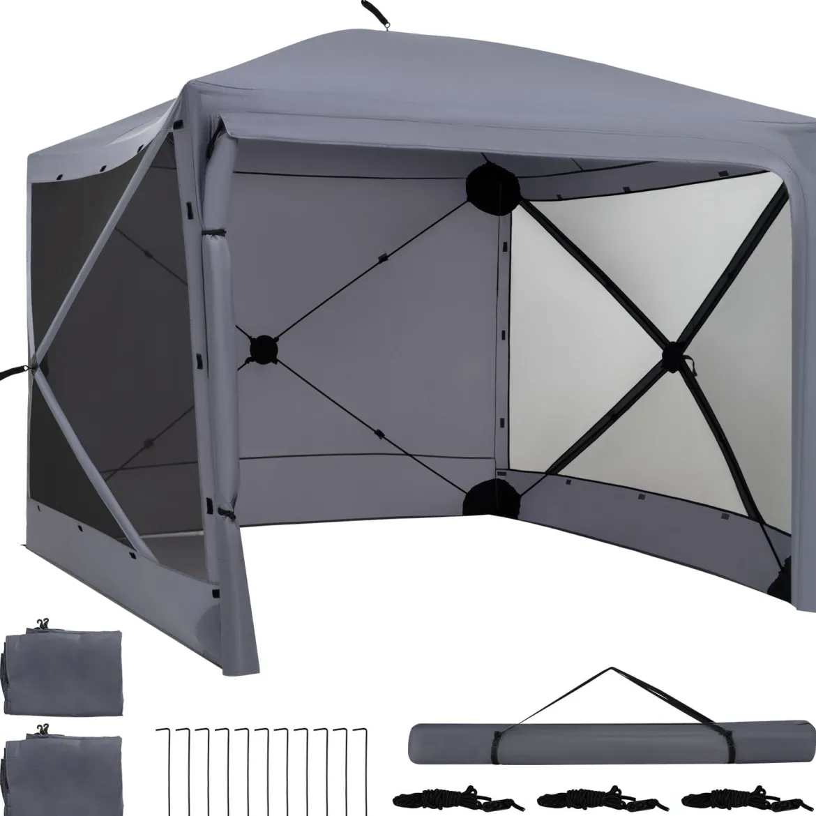Pop-Up Faltpavillon Sonnenschutz Pavillon mit Abnehmbaren Seitenwänden 240 x 240 x 220 cm