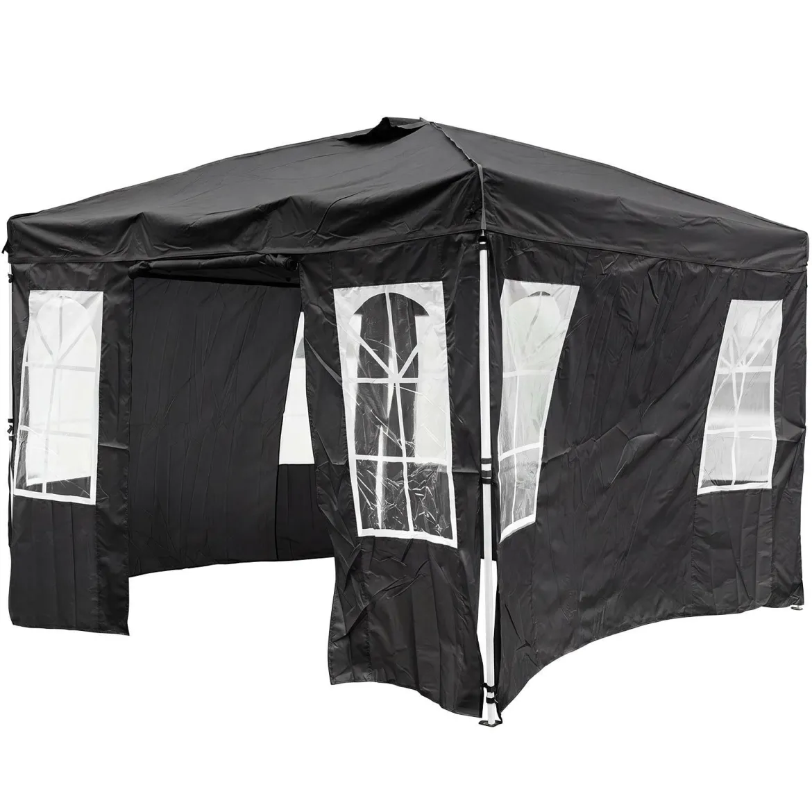 Pop Up Faltpavillon 300 x 300 cm Höhenverstellbarer Pavillon mit 4 Abnehmbaren Seitenwänden