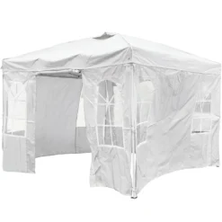 Pop Up Faltpavillon 300 x 300 cm Höhenverstellbarer Pavillon mit 4 Abnehmbaren Seitenwänden