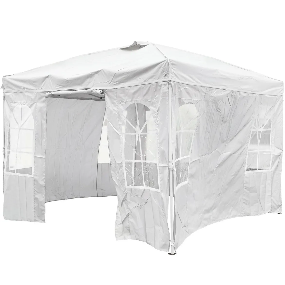 Pop Up Faltpavillon 300 x 300 cm Höhenverstellbarer Pavillon mit 4 Abnehmbaren Seitenwänden