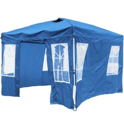 Pop Up Faltpavillon 300 x 300 cm Höhenverstellbarer Pavillon mit 4 Abnehmbaren Seitenwänden