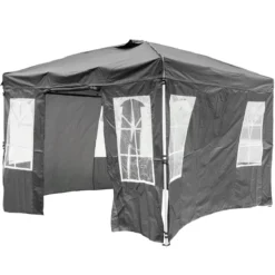 Pop Up Faltpavillon 300 x 300 cm Höhenverstellbarer Pavillon mit 4 Abnehmbaren Seitenwänden