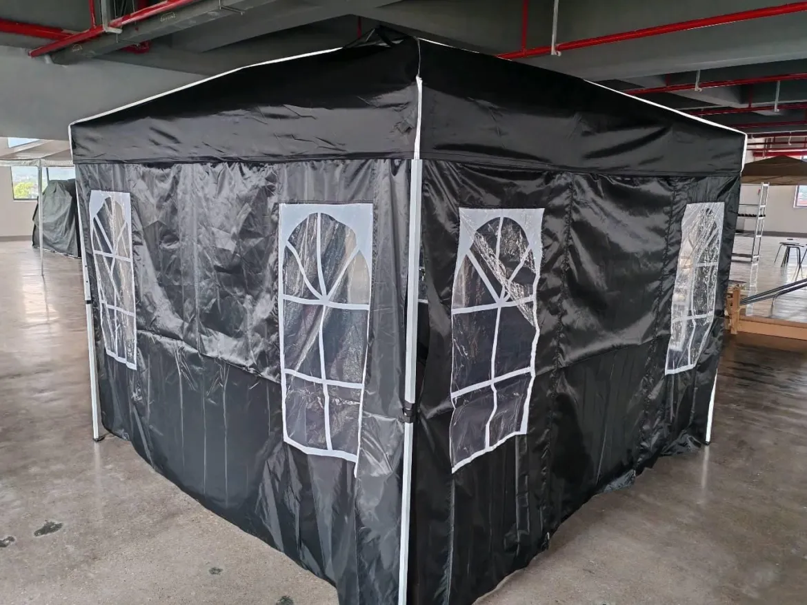 Pop Up Faltpavillon 300 x 300 cm Höhenverstellbarer Pavillon mit 4 Abnehmbaren Seitenwänden