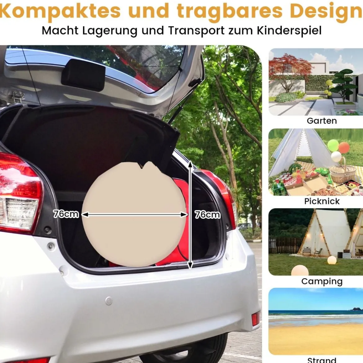 Pop-up-Mesh-Pavillon für 4–6 Personen 310 x 270 cm faltbares Outdoor-Campingzelt mit Rundum-Mesh