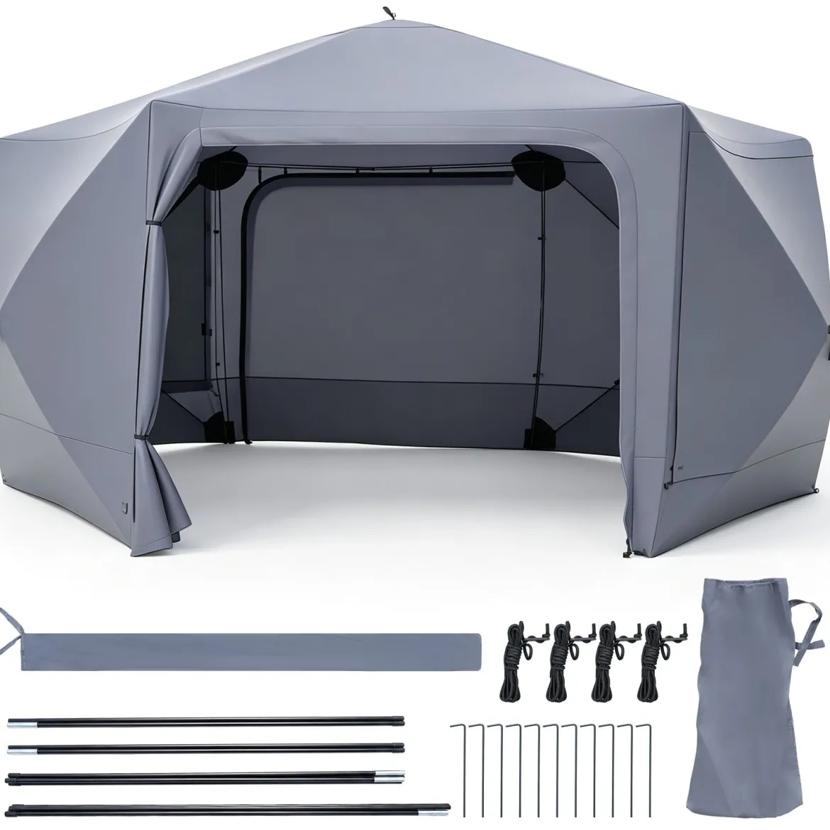 Pop-up Pavillon 427 x 427 cm Gartenpavillon für 10-12 Personen Partyzelt mit 6 Seitenteilen